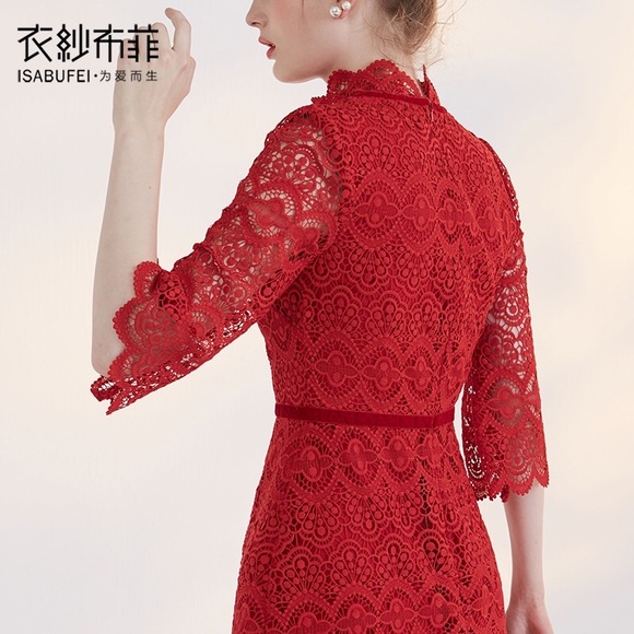 Lace bell sleeves mini dress - Picture 8 of 12